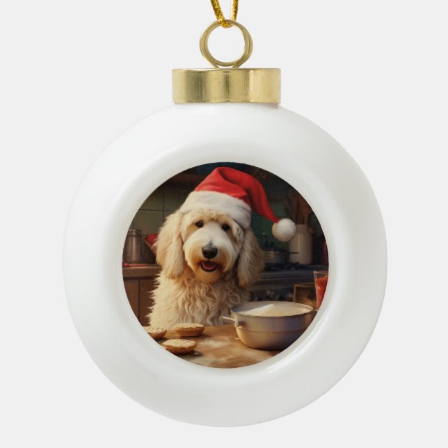 Goldendoodle Weihnachtskekse Urlaub Keramik Kugel-Ornament (Vorderseite)