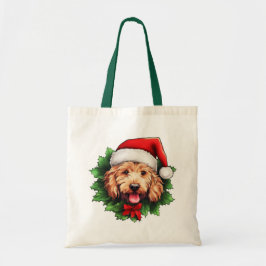 Goldendoodle Weihnachtskranz Tragetasche