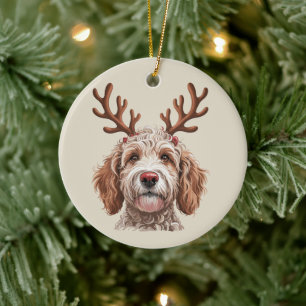 Goldendoodle-Weihnachtsliebhaber-Hunde-Mama-Gesche Keramik Ornament