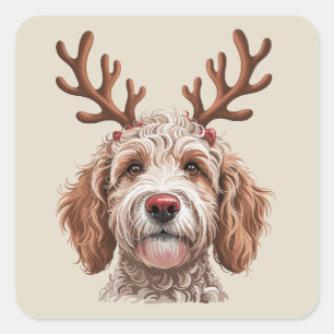 Goldendoodle-Weihnachtsliebhaber-Hunde-Mama-Gesche Quadratischer Aufkleber