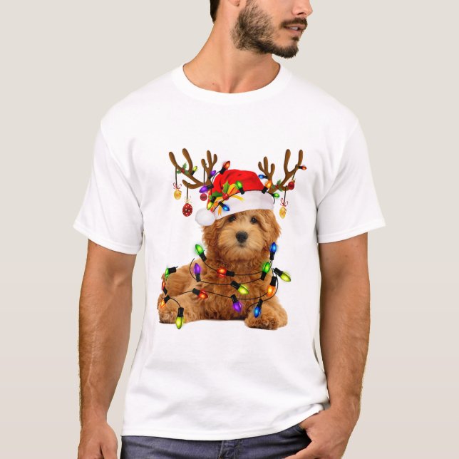 Goldendoodle-Weihnachtsweiden Rentiere Weihnachtsl T-Shirt (Vorderseite)