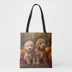 Goldendoodle Welpe Herbst Kürbis
