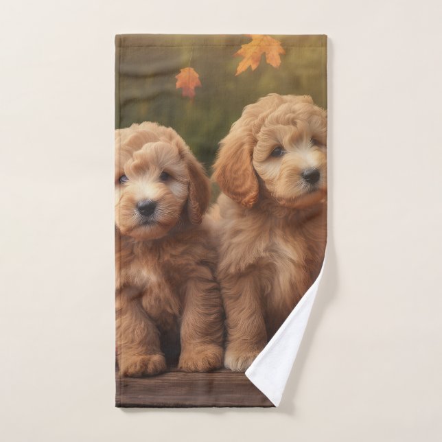 Goldendoodle Welpe Herbst Kürbis Badhandtuch Set (Handtuch)