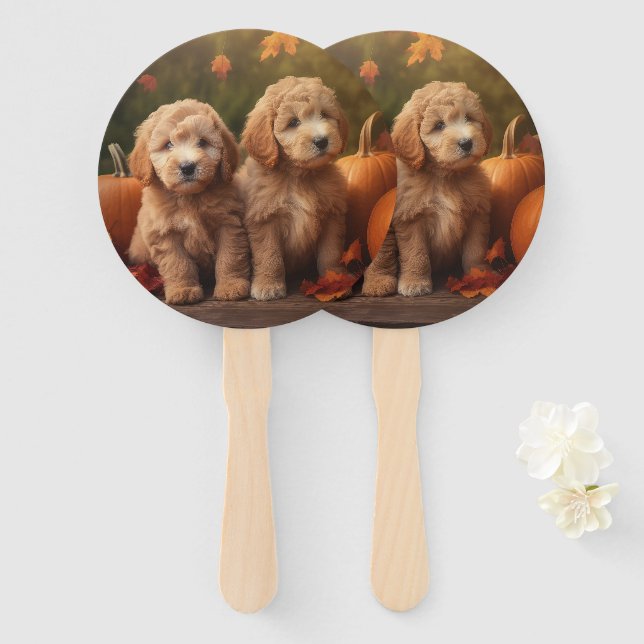 Goldendoodle Welpe Herbst Kürbis Fächer (Vorne und Hinten)