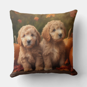 Goldendoodle Welpe Herbst Kürbis Kissen