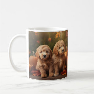 Goldendoodle Welpe Herbstfreude Kürbis Kaffeetasse