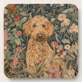 Goldendoodle Welpe in William Morris Style Garden Getränkeuntersetzer