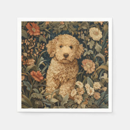 Goldendoodle Welpe in William Morris Style Garden Serviette