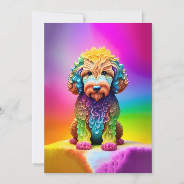 Goldendoodle Welpenkind's Geburtstagsparty Einladung (Vorderseite)