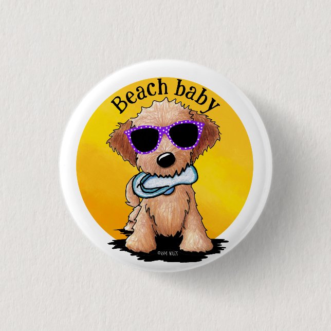 Goldendoodle-Welpenstrand Button (Vorderseite)