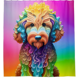 Goldendoodle Welppy Lil Dood farbenfroh Duschvorhang