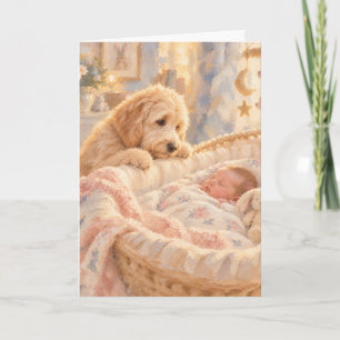 Goldendoodle Willkommenskarte fürs neue Baby Karte