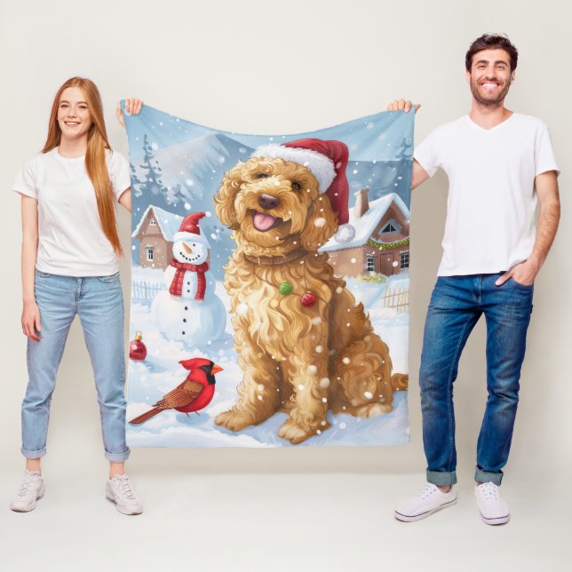 Goldendoodle Winter Wunderland Weihnachtsfreuden Fleecedecke (Beispiel)