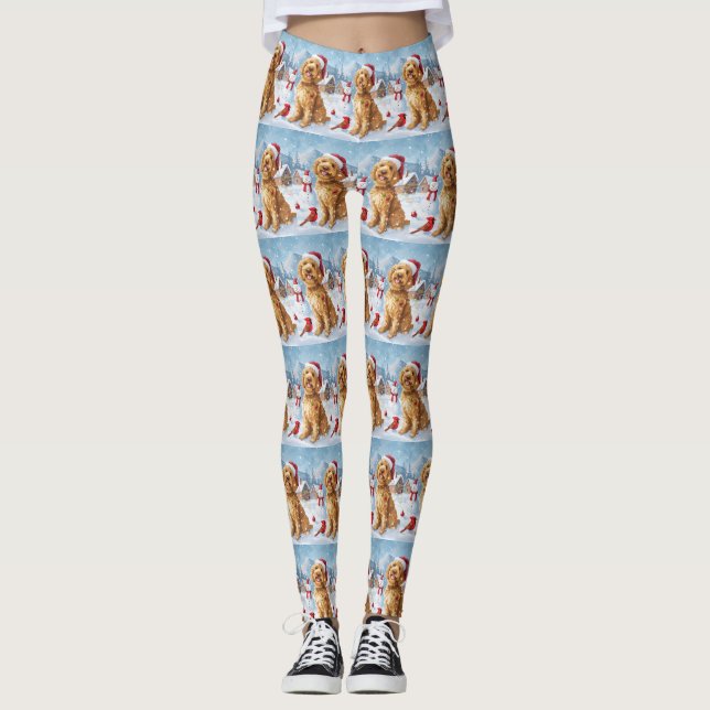 Goldendoodle Winter Wunderland Weihnachtsfreuden Leggings (Vorderseite)
