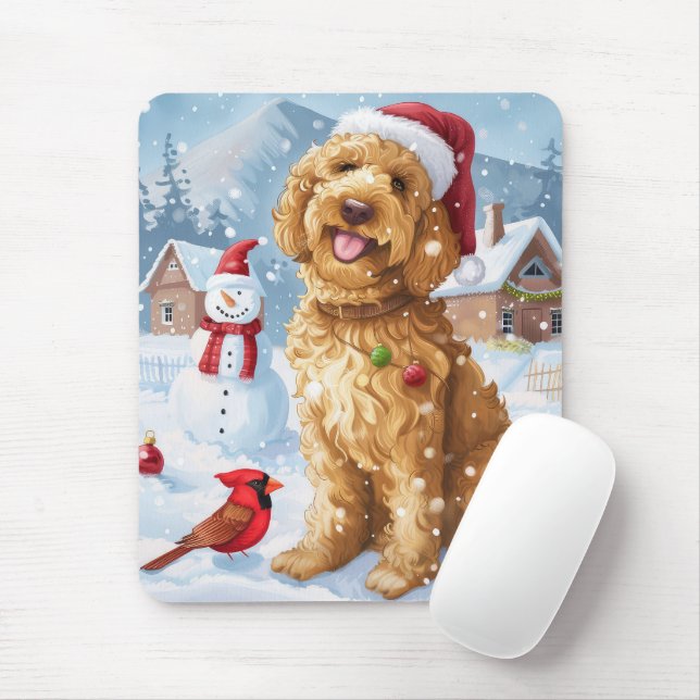 Goldendoodle Winter Wunderland Weihnachtsfreuden Mousepad (Mit Mouse)