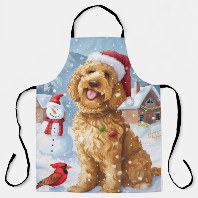 Goldendoodle Winter Wunderland Weihnachtsfreuden Schürze (Vorderseite)
