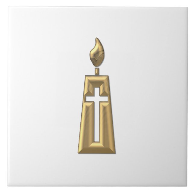 Goldene 3-D-Kerze Fliese (Vorderseite)