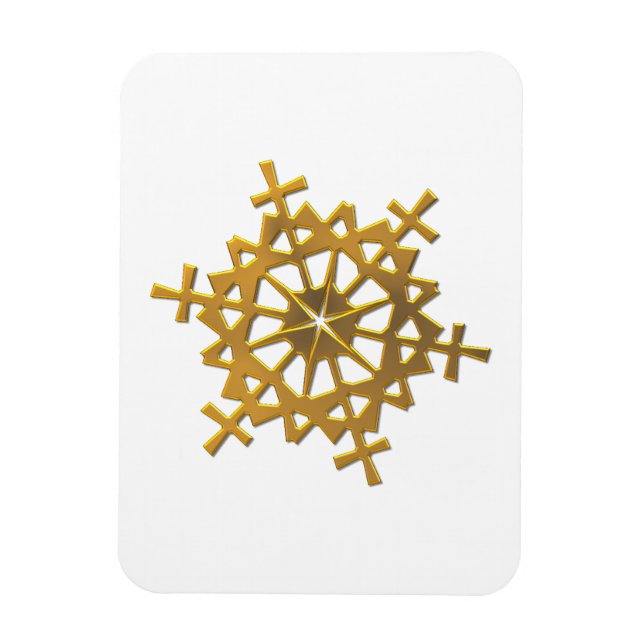 Goldene 3-D-Schneeflocke Magnet (Vertikal)