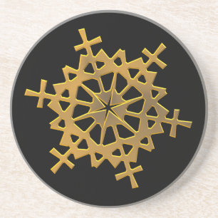 Goldene 3-D-Schneeflocke Sandstein Untersetzer