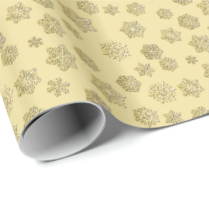 Goldene 3-D-Schneeflocken auf goldenem Hintergrund Geschenkpapier