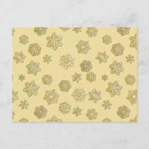 Goldene 3-D-Schneeflocken auf goldenem Hintergrund Postkarte
