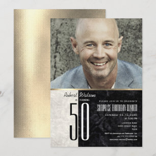 Goldene 50. Geburtstags-Foto-Einladung für Männer Einladung