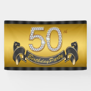 Goldene 50. Geburtstagsparty Banner