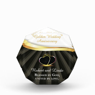 Goldene 50. Hochzeit Religiöser Jahrestag Fotoblock