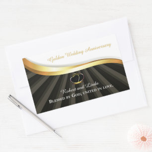 Goldene 50. Hochzeit Religiöser Jahrestag  Rechteckiger Aufkleber
