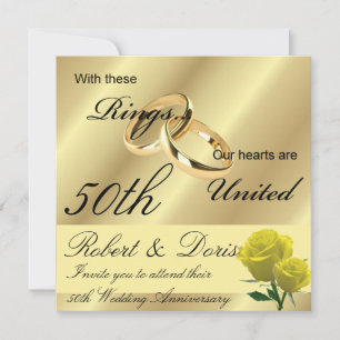 Goldene 50. Hochzeitstag Einladung Gold