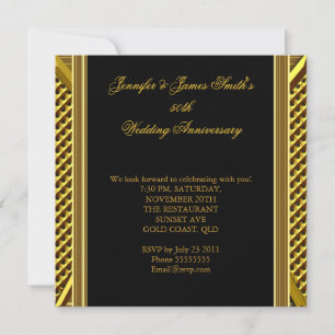 Goldene 50. Hochzeitstag Elegante Hochzeit Gold Einladung