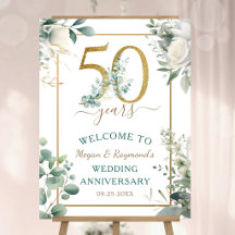 Goldene 50. Hochzeitstag Eukalyptus Willkommen