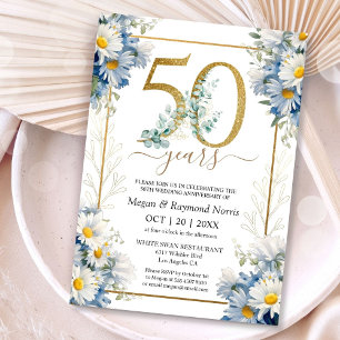 Goldene 50. Hochzeitstag Florale Daisy Einladung