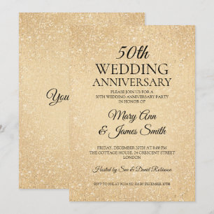 Goldene 50. Hochzeitstag Glitter Paint Look Einladung