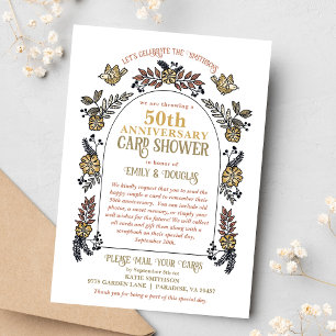 Goldene 50. Hochzeitstag-Karten-Party Einladung
