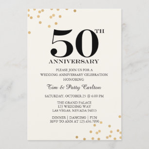 Goldene 50. Hochzeitstag-Party-Einladung Einladung