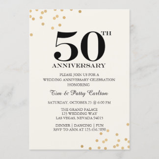 Goldene 50. Hochzeitstag-Party-Einladung Einladung