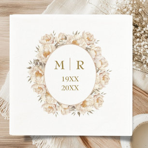 Goldene 50. Hochzeitstag Pfingstrosen-Blumen-Servi Serviette