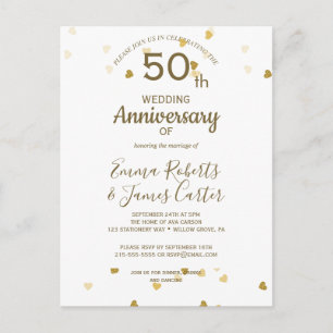 Goldene 50. Hochzeitstag-Postkarte  Einladungspostkarte
