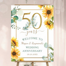 Goldene 50. Hochzeitstag-Sonnenblumen-Willkommensg