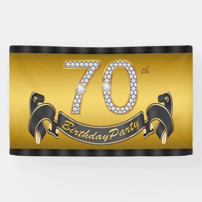 Goldene 70. Geburtstagsfeier Banner (Horizontal)