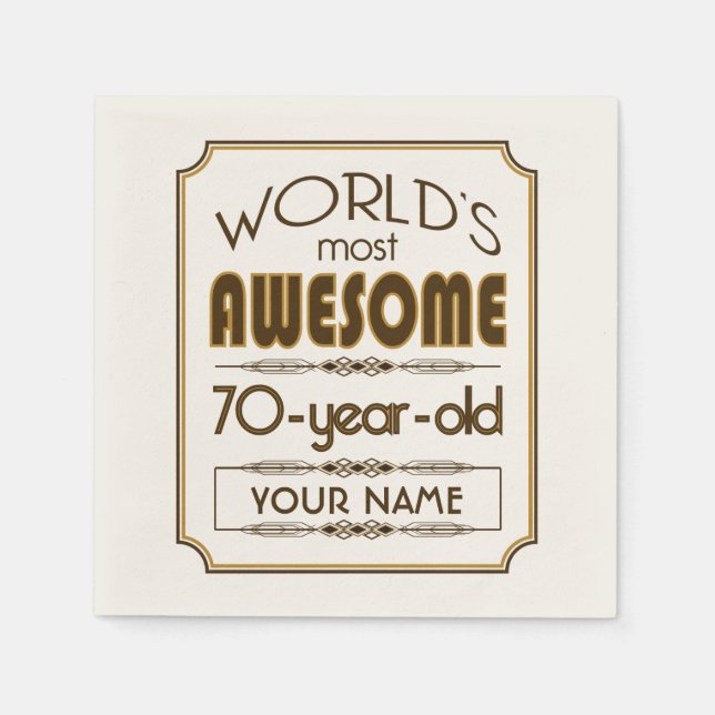 Goldene 70. Geburtstagsfeier Weltklasse Serviette (Vorderseite)