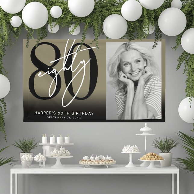 Goldene 80. Geburtstagsfeier Banner (Gold 80th Birthday Party Banner)