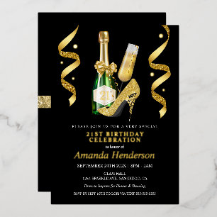 Goldene Absätze und Champagner-Frauen-Geburtstag Folieneinladung