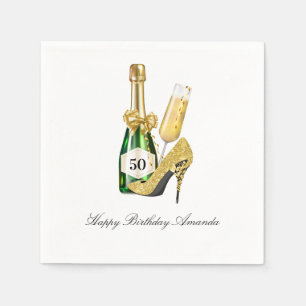 Goldene Absätze und Champagner Serviette