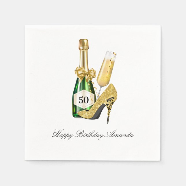Goldene Absätze und Champagner Serviette (Vorderseite)