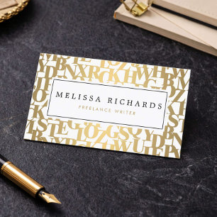 Goldene abstrakte Buchstabenformen III für Autoren Visitenkarte