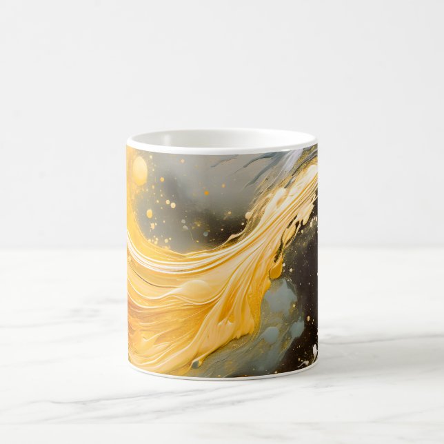 Goldene abstrakte Marmorwellen modern Kaffeetasse (Mittel)