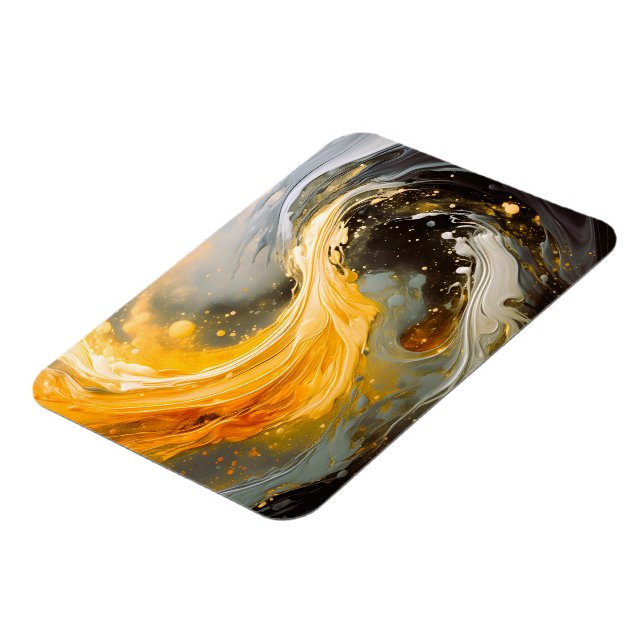 Goldene abstrakte Marmorwellen modern Magnet (Linke Seite)