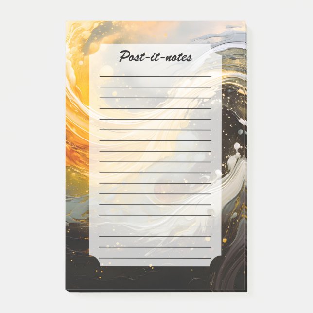 Goldene abstrakte Marmorwellen modern Post-it Klebezettel (Vorderseite)